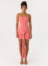 Jiliana Strapless Mini Dress - Coral