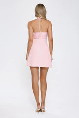 It Girl Uniform Halter Mini Dress Pink
