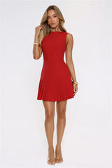 Runway Ready Pleated Mini Dress Red