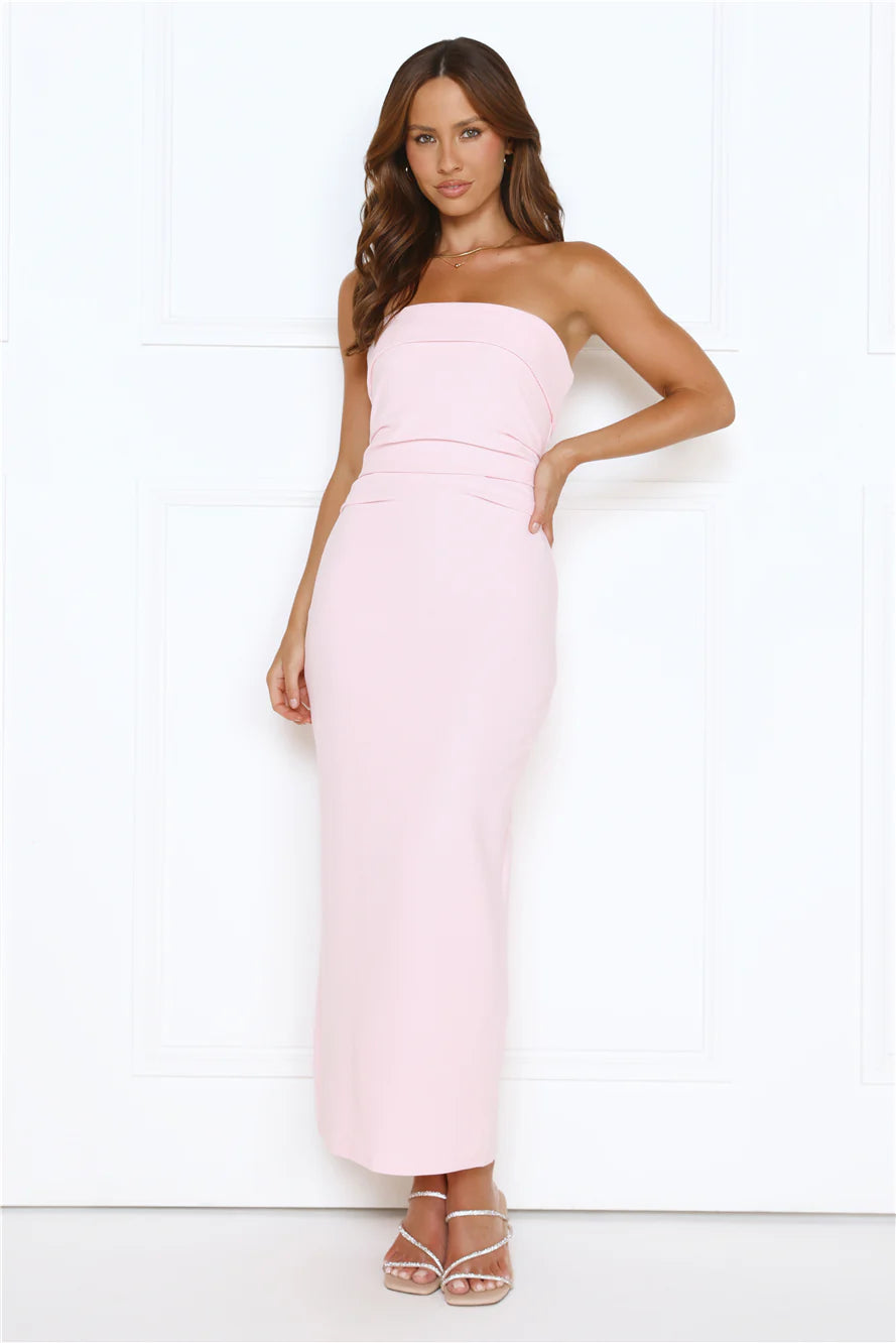 Fashion Forecast Strapless Maxi Dress Pink